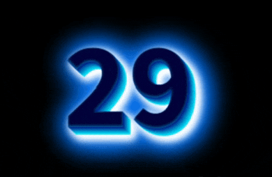 the number 29 is glowing in the dark