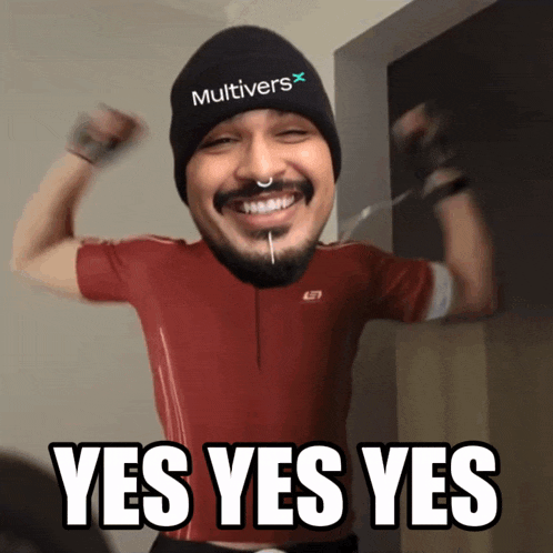 a man with a beanie that says " multivers " on it