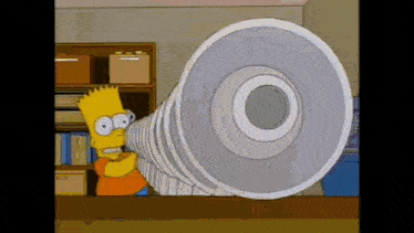 bart simpson is holding a megaphone in his hand and talking into it .
