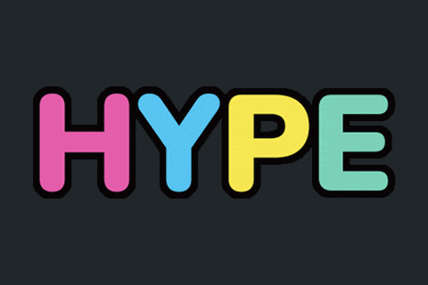 the word hype is written in colorful letters