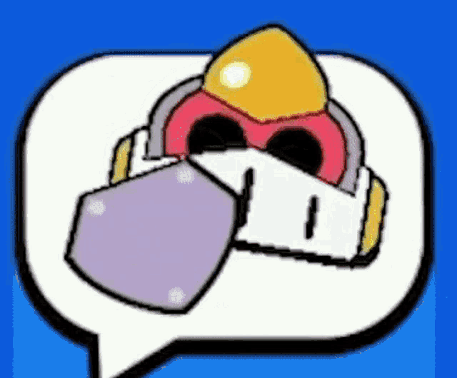 a cartoon of a bird wearing a helmet with a speech bubble .