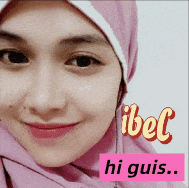 a close up of a woman 's face with the words ibel hi guiis on the bottom