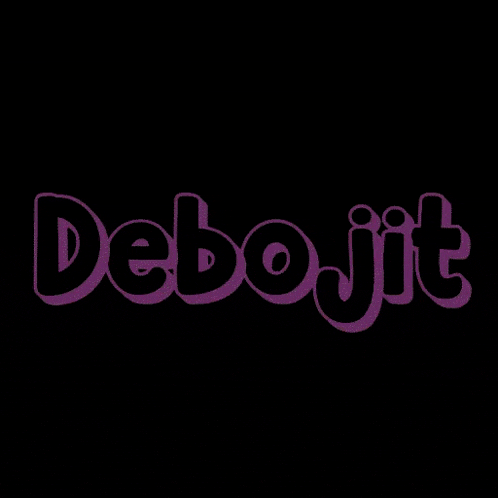 a black background with purple text that says debojit
