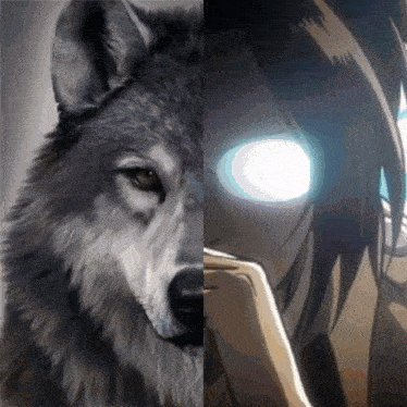 a picture of a wolf next to a picture of a girl