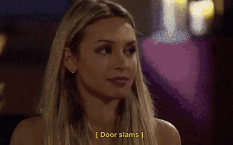 a blonde woman is talking to a man and says hey guys what the [ bleep ] is she doing here .