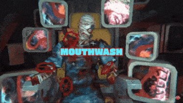 a video game called mouthwash is being played on a screen