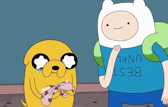 a cartoon character is wearing a blue shirt that says " best unkl "