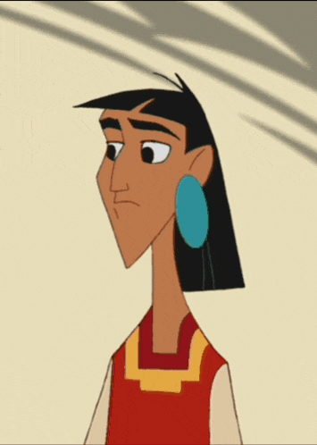 a close up of a cartoon character with a surprised look on his face