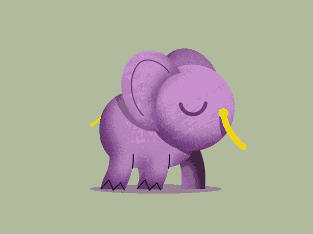 a purple elephant with its eyes closed