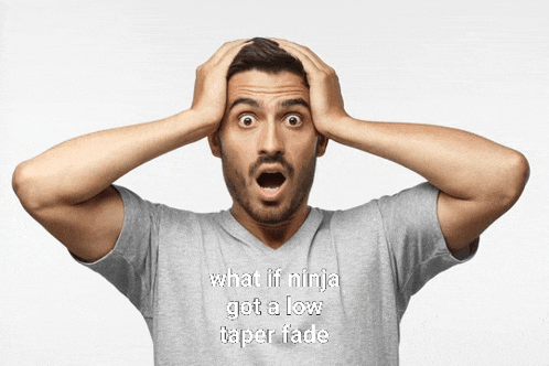 a man with his hands on his head and a shirt that says what if ninja got a low taper fade