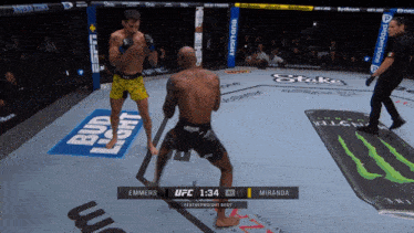 a fighter named miranda is fighting a fighter named emmers in a ufc featherweight bout