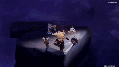 a screenshot of a video game shows a group of anime characters including a character named aether