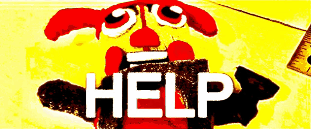 the word help is on a yellow background with a ruler