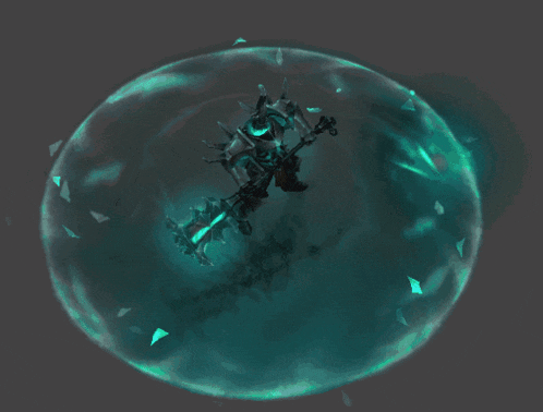 a drawing of a skeleton holding a sword in a bubble