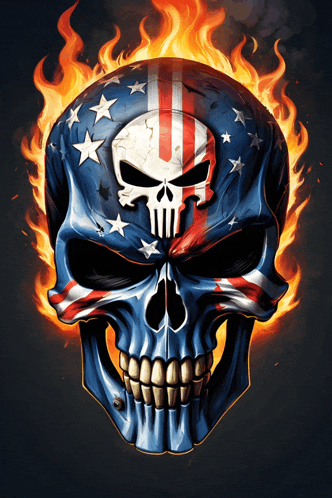 a punisher skull with an american flag on it
