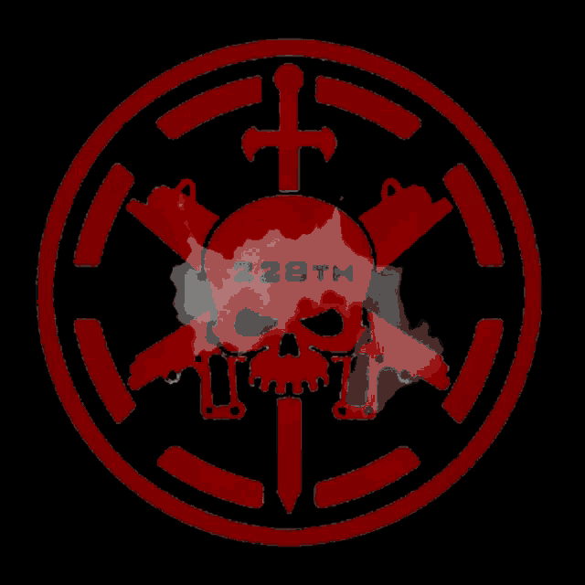 a red circle with a skull and the number 228th in the middle
