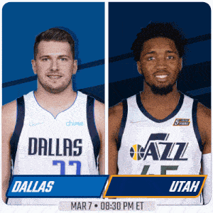 two basketball players from dallas and utah are on a poster