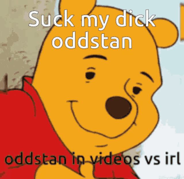 a winnie the pooh poster that says suck my dick oddstan in videos vs irl