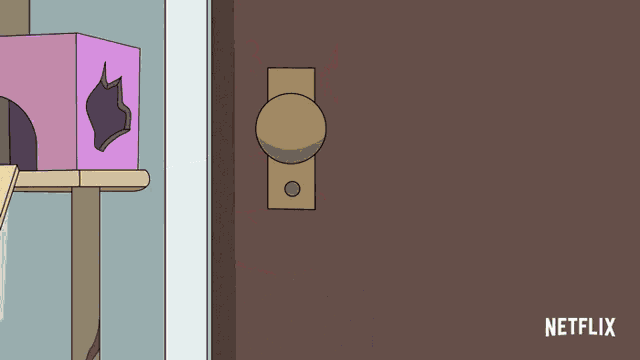 a cartoon dog is peeking out from behind a door with a netflix logo in the corner