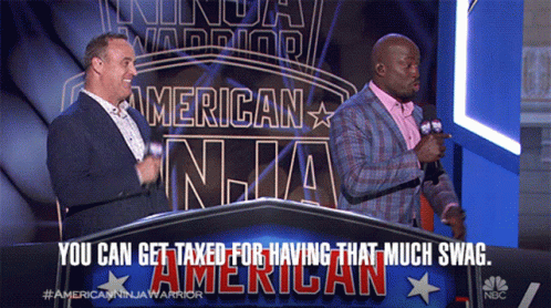 You Can Get Taxed For Having That Much Swag Akbar Gbajabiamila GIF - You Can Get Taxed For Having That Much Swag Akbar Gbajabiamila American Ninja Warrior GIFs