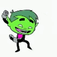 a cartoon character from teen titans go is dancing in a pink outfit .