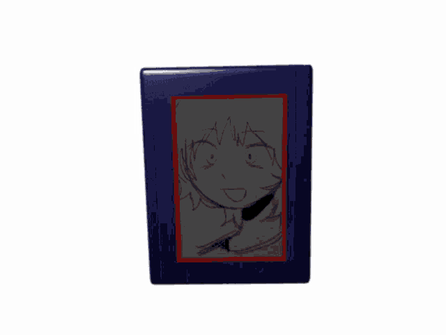 a blue square with a gray border and a white background