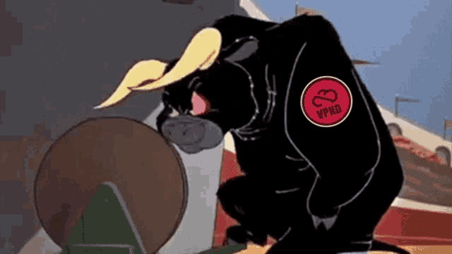 a cartoon bull wearing a patch that says vpnb