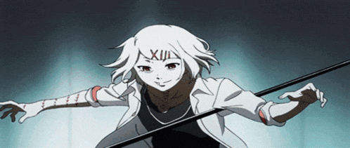 a cartoon character with the number xiii on her face