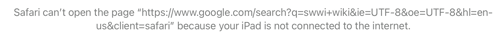 a screenshot of a page that says safari can 't open the page because your ipad is not connected to the internet