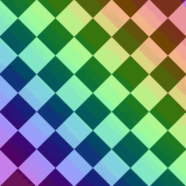 a rainbow colored checkered pattern with purple blue green and yellow squares