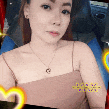 a picture of a woman with vax written on the bottom right