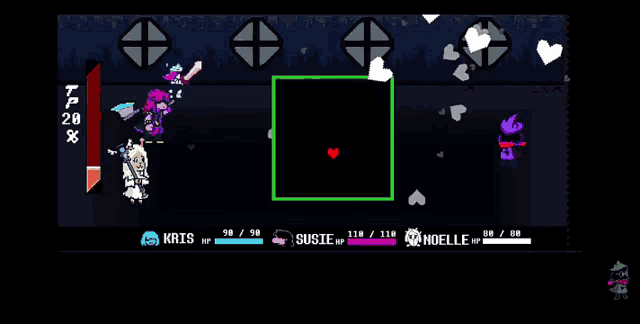a screenshot of a video game with kris and susie in the middle