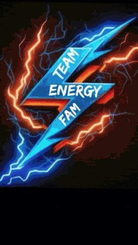 a lightning bolt with the words " team energy fam " on it