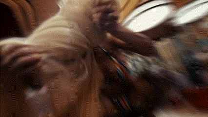 a blurry picture of a person 's face and a dog