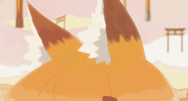 a close up of a cartoon fox 's ears and tail