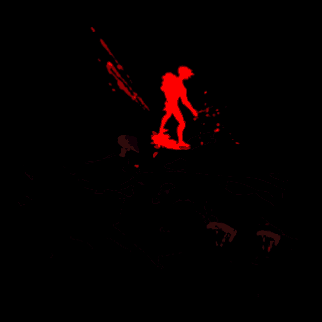 a drawing of a person laying on a bloody surface