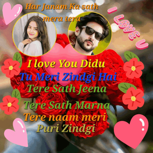 a poster that says i love you didu tu meri zindagi hai tere sath jeena
