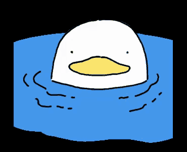 a cartoon of a duck floating in the water
