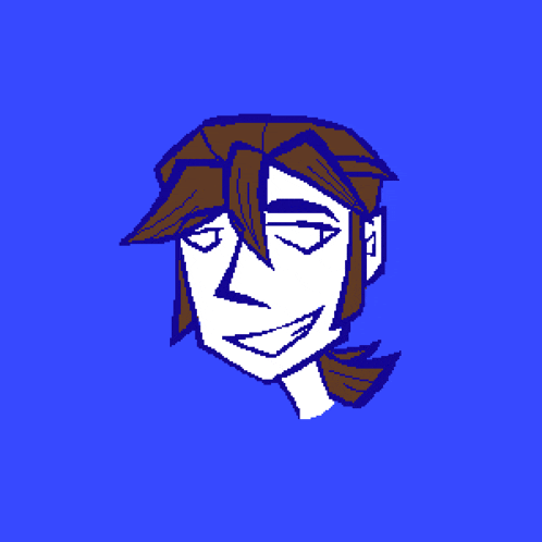 a pixel art drawing of a man 's face with brown hair