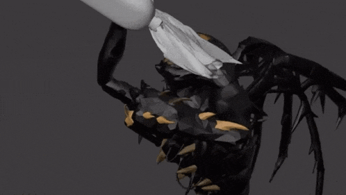 a 3d model of a spider with sharp teeth and wings