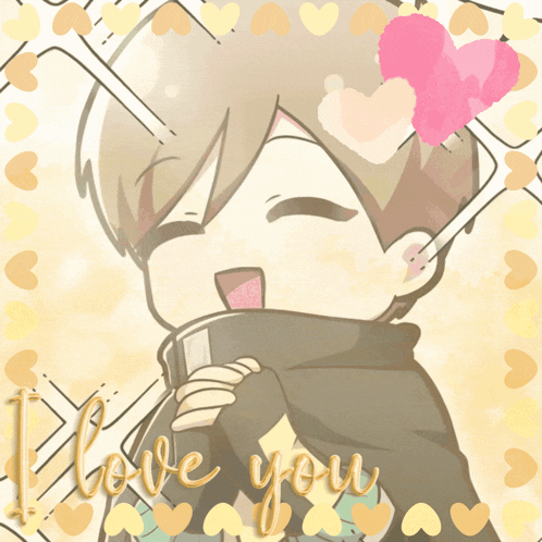 a drawing of a boy with the words " i love you " written on it