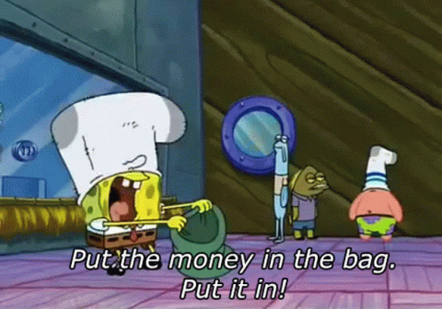 Spongebob Money In The Bag GIF - Spongebob Money In The Bag GIFs