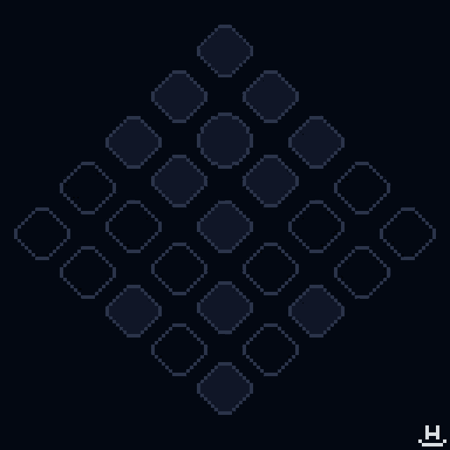 a black background with white squares and circles on it