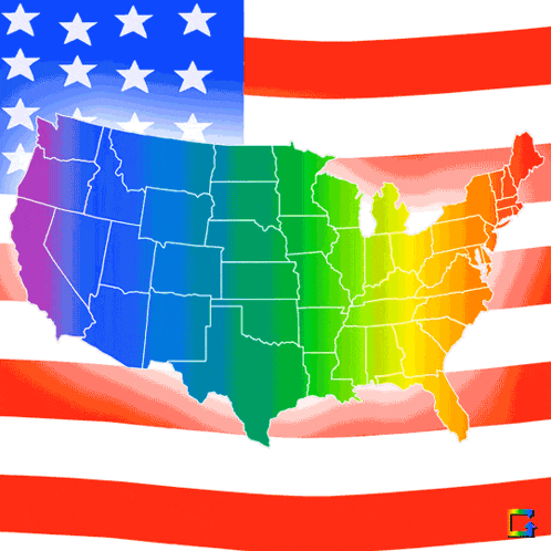 a map of the united states with a rainbow of colors