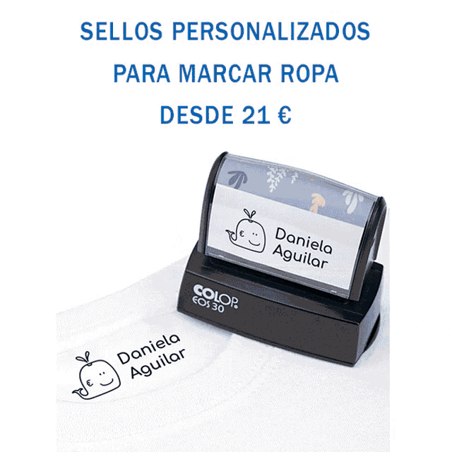 a person is stamping a shirt with the name daniela sanchez