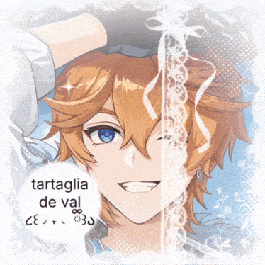 a drawing of a boy with a speech bubble that says tartaglia de val