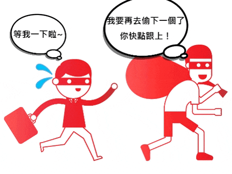 a cartoon of a man running with a briefcase and another man with a bag