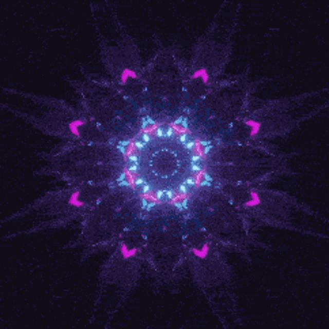 a neon sign that says miross is surrounded by a kaleidoscope