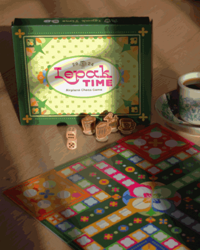 a board game called epoch time sits on a wooden table