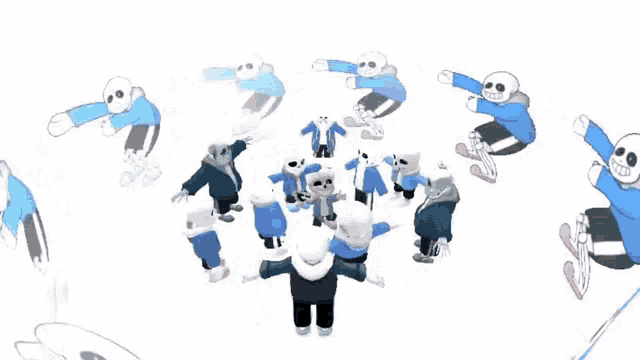a bunch of sans cartoon characters are dancing in a circle